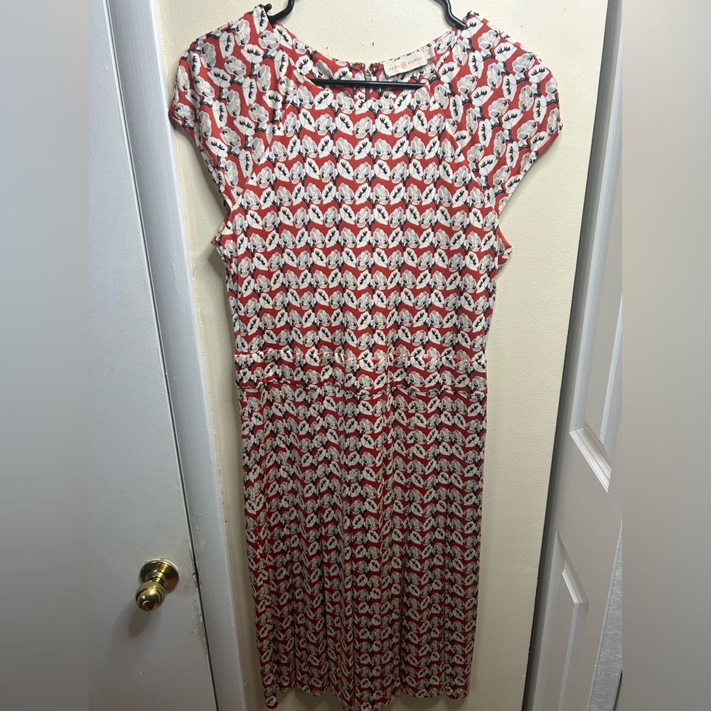 Tory Burch Red and White Midi Dress